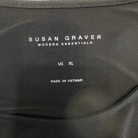 Susan Graver Scoop Neck Relaxed Top Women's XL Black Short Sleeve A575884 Blouse - Picture 5 of 7